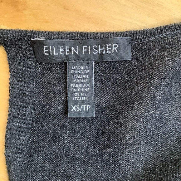 EILEEN FISHER Charcoal Fine Merino Jersey Keyhole Back Box Sweater Size XS - Picture 12 of 14